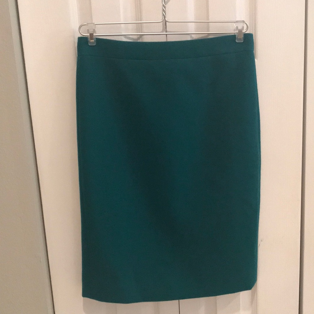 J. Crew 100% wool peacock teal skirt